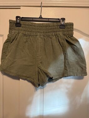 aerie Olive Green Elastic Waist Athletic Shorts